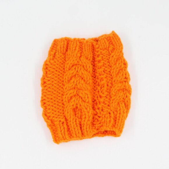 Handmade Hand Knit Pumpkin Orange Tall Cable Knit Candle Cozy - Picture 2 of 2